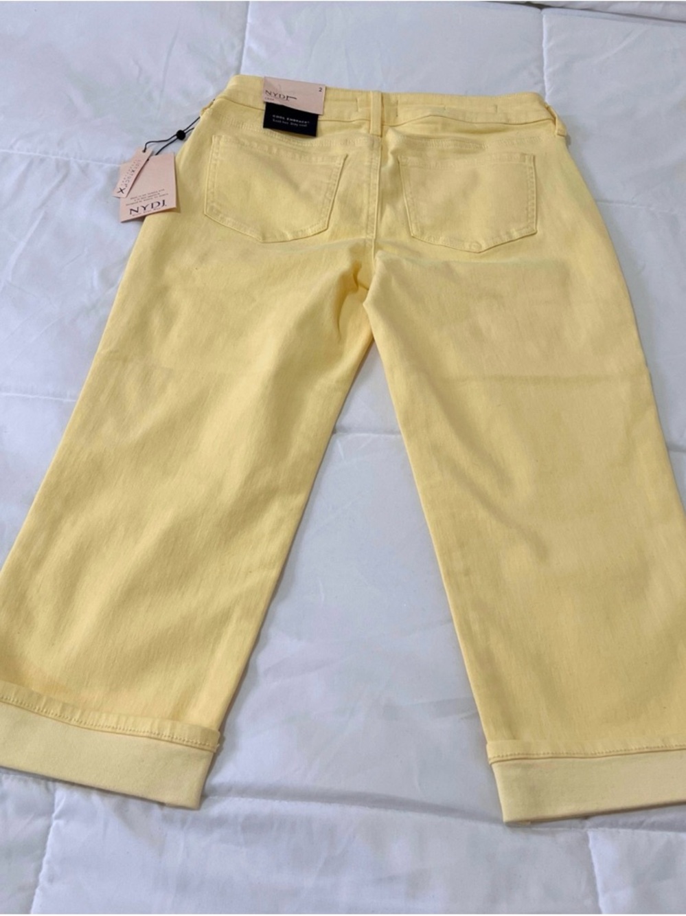 NYDJ Yellow Cropped Jeans Women’s Size 2 Lift Tuck Technology Spring Denim NWT - Picture 6 of 11